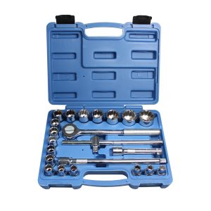 Kit Chave Catraca 1/2″ • Aço Cromo Vanádio • 22 Peças • Soquetes Estriados