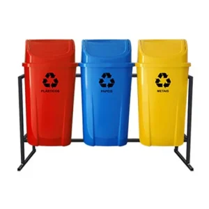 Conjunto 3 Lixeiras para Coleta Seletiva 60L