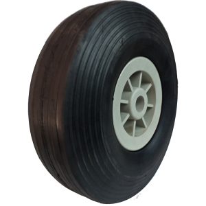 RODA PLASTICA 350X4 COM PNEU DE BORRACHA MACIÇA FURO PASSANTE