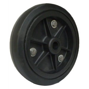 RODA PLASTICA COM PNEU DE BORRACHA 8″ FURO PASSANTE