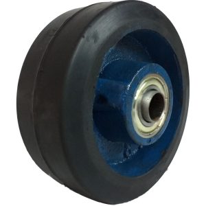 RODA FERRO REVESTIDA EM BORRACHA 4″ ROLAMENTO DE ESFERAS RB414E15