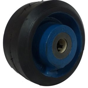RODA FERRO REVESTIDA EM BORRACHA 4X2″ ROLAMENTO DE ROLETES RB4X2R58