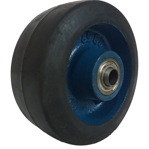 RODA FERRO REVESTIDA EM BORRACHA 5X2" ROLAMENTO DE ROLETES RB5X2E15
