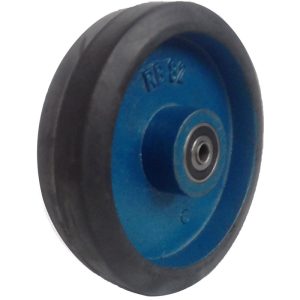 RODA FERRO REVESTIDA EM BORRACHA 8X2″ ROLAMENTO DE ESFERAS RB8X2E15