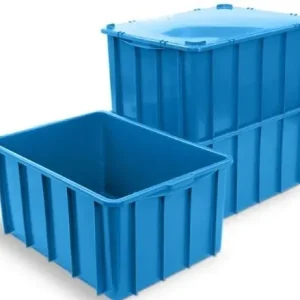 Caixa Plástica 130 Litros Com Tampa Azul