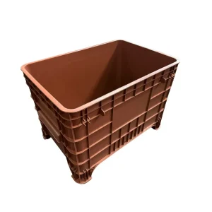 Caixa Plástica 372 Litros Empilhável Sem Tampa Marrom