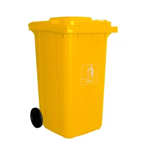 Coletora Plástica Com Rodas – 240 Litros – Amarelo – Mod. Europeu – Nobre