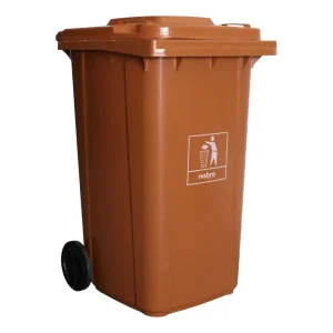 Coletora Plástica Com Rodas – 240 Litros – Marrom – Mod. Europeu – Nobre